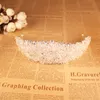 Exquisitas coronas y Tiaras de boda para novias, cuentas hexagonales transparentes, piezas para el cabello de boda, accesorios para el cabello de novia, corona Floral nupcial