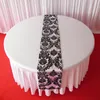 100PCS Wholesale Price 35cm*280cm White & Black Flocking Taffeta Table Runners With Free Shipping For Table Decoration Use