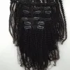 Clip riccia crespa in estensioni dei capelli umani vergini cinesi dei capelli umani 7pcs 120g riccio crespo nelle estensioni dei capelli umani per le donne nere
