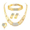 Brautjungfern-Schmuckset, Vintage-Halskette, Armband, Ohrringe, Ringe wie indisch, afrikanisch, Dubai, 18 Karat Gold, Schmucksets, Hochzeitsfeier-Schmucksets