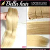 Frete Grátis 14 "-24" Brasileira Malásia Indiana Peruana Loira Humana Human Weft Extensões de cabelo 100G / PC Bella