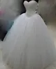 2018 Vit / elfenben bröllopsklänning bollklänning med pärlor lace-up vestidos de noiva tulle golvlängd brudklänningar qs34