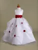 Bola vestido colher assoalho-comprimento de organza sobre cetim pegar saia vestido de menina de flor para festa de casamento
