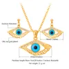 New Design Vintage Blue Evil Eyes 18K Gold Plated Choker Necklace Dangle Earrings Rhinestone Jewelry Sets8136550