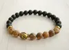 SN0243 Lucky Gold Buddha Armband Yoga Jasper Black Onyx Armband Mens Black Armband Stretch Armband voor Mannen