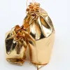 Sacchetti di gioielli in raso di garza placcato oro Sacchetti regalo di Natale Borsa 6x9cm 7X9cm 9x12cm 13x18cm Nuovo 4 formati Moda