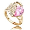Austria Kryształ Czeski Srebrny lub Pozłacany Pierścień Diament Biżuteria Pierścienie 10 Kolory Kształtne pierścienie dla Kobiet Ślub