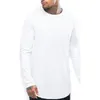 Yeni Hip Hop Mens Temel Tişörtlü Longline Fermuar Tasarımcı Uzun Kollu O-boyun Katı T Shirt Erkekler Eğrisi Hem Yan Tops tee Zip