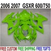 Nowy Zestaw Gorowniczy dla Suzuki GSX-R600 / 750 07 07 owiewki K6 GSXR 600 750 2006 200 Wszystkie zielone plastikowe zestaw Motobike NS60