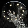 Large Spiral Crystal Ceiling Light fixture big Luxury chandeliers home lighting lustres de cristal light fitting Villa Crystal Lamp for Staircase, Hallway, Lobby