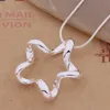 Free Shipping with tracking number Best Most Hot sell Women's Delicate Gift Jewelry 925 Silver Hollow five-pointed star Necklace