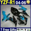 För Yamaha 2004 2005 2006 R1 Fairing Kit Grå Grön Injektionsform YZFR1 YZF R1 04 05 06 Fairings Road Motorcykel Body Kits