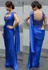 Applique Saree Dress Evening Dresses O Neck Sleeveless Mermaid Floor Length Sheer Backless Vestidos De Pleats Chiffon Evening Gowns