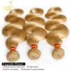 Brasilianska Virgin Hair Body Wave 3pcs Naturlig Svart / Honung Blondin 27 # / Bleach Blond 613 # / Bourgogne Red 99J Mänskligt hår Vävbanor Dubbel väft