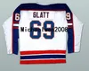 Goon Custom 69 Doug The Thug Glatt Jersey Blau Weiß Glatt Halifax Highlanders Goon Custom Movie Hockey Trikots genäht