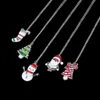 Autocollants de Noël impression colliers peinture autocollants pendentif en alliage inoxydable lien chaîne collier bijoux cadeaux pour femmes hommes enfants