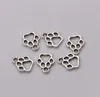 500Pcs Alloy Hollow Dog Paw Charm Pendant For Jewelry Making Bracelet Necklace DIY Accessories 11x13mm Antique Silver