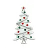 Wholesale White Enamel Christmas Tree Gift Brooch with Multicolored Rhinestone Crystals