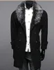 Nowi Mężczyźni Slim Lapel Fur Collar Dwurzędowy Projekt Dorywczo Woolen Pywiń Płaszcz Kurtka Płaszcz Wielkość M-XXL A063