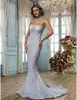 2016 New Hot Sale Fashion Trumpet/Mermaid Silver Sweep/Brush Train Strapless Tulle/Sequined Sparkle Shine Wedding Dresses 234