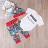 Ropa de dibujos animados para bebés, trajes para niños, mameluco de algodón de manga corta + pantalones + sombrero, 3 uds., conjuntos de ropa para niños, conjunto de ropa para bebés recién nacidos