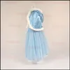 Samgami Baby Mädchen Weihnachten Prinzessin Party Kleider Kinder Mädchen gefroren Cosplay Blume Spitzenkleid Dekor Perlen mit Pelzkragen Umhänge Sa0017#