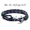 Tom Hope Bracelet 4 Size Southern 3 Green Thread Rope Roestvrij stalen anker Charms Bangle met doos en tag TH101365623