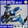 ABS обтекатель комплект для SUZUKI GSXR 600 750 06 07 K6 синий белый черный мотобайк запчасти GSX-R 600/750 2006 2007 обтекатели комплект