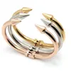 Hotsale Newest 58mm*43mm Nail Design Womens Bracelets Punk Stainless Steel Cuff Bangle For Gift Silver&Gold&Rose Gold Three Tone