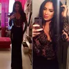 Black Lace Long Sleeve Prom Dresses Floor Length Sexy Mermaid Evening Dresses Side Slit Long Party Dresses With Long Sleeves