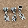 50pcs Dangle Ancient Silver Love Charms Big Hole Koraliki Fit European Charm Branslet Jewelry 8 x 26mm2024