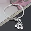 Mode Smycken 925 Silver Heart Pendant Bracelet Alla hjärtans daggåva till tjejer Gratis frakt Toppkvalitet