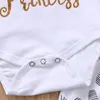 2018 Neugeborenes Baby Mädchen Kleidung Outfit Papas kleine Prinzessin Druck Strampler Overall + lange Hosen + Hut + Stirnband 4-teiliges Boutique-Mädchen-Set