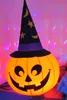 Halloween Character Lighting Inflatable Pumpkin Head Balloon Blow Up Pumpkin Ghost With Hat for Party/Club Decoration