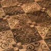 Black walnut hardwood flooring multi-layer engineered wood floor marquetry leaf designed parquet tile border wallpaper art deco wall cladding mosaic backdrops