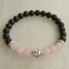 SN0239 Bouddha Bracelet Rose Quartz Bracelet noir onyx Bracelet en pierre naturelle bracelet extensible Mode Femmes Bracelet Yoga Bracelet