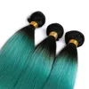 8a obearbetade peruanska hårbuntar Ombre 1b Grön silke rak 3st LOT 10-30 tum 100% Human Hair Extensions Great Green Hair Products