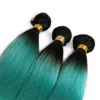 8A Bundles de cheveux péruviens non transformés Ombre 1B vert Soie droite 3pcs / lot 10-30 pouces 100% Extensions de cheveux humains Great Green Hair Products