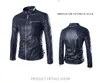 Wholesale-ヨーロッパスタイルファッションウィンタージッパーオートバイレザージャケット男性の外装カジュアルスリムソリッドPUメンズジャケットコート3色M-XXL