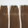 100g 40pcs Glue Tape Hair Extensions Brazilian Indian Remy Human Hair 18 20 22 24inch 6Medium Brown Skin Weft Hair1921109