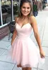 Designed Cheap Short Pink Homecoming Dresses Sexy Spaghetti Straps Sweetheart A Line Mini Cocktail Prom Party Graduation Gowns