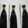 Pre Bonded Stick I Tip Menselijk Hair Extensions 100G 100Sstrands 18 20 22 24 inch # 1 / Jet Black Straight Braziliaans Indiaas Haar