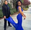 New Cheap Sexy Prom Dresses Jewel Neck Illusion Royal Blue Tulle Crystal Beading Backless Mermaid Party Dress Formal Sweet 16 Even2453659