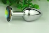 Metal Stainless Butt plug Silver Anal plug with diamond button S/M adult product anal toy JJD2224