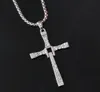 New Design Charming Style 316L Stainless Steel Silver Zircon Cross Pendant Necklace Unisex Men Fast & Furious So Cool Classical