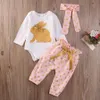 Cute Kids Clothes Newborn Baby Girls Clothing Headband Rabbit Romper Polka Dot Pants Trousers 3PCS Infant Outfits Children Clothes Set 0-18M