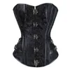 Corsetto gotico Steampunk Jacquard marrone / nero con lacci disossato Bustino overbust Clubwear Body Shaper Taglie forti S-6XL