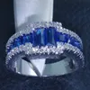 Luxury Size 9/10/11 Brand Jewelry 10kt white gold filled Blue Sapphire Gemstones Men Wedding Ring patty gift with box