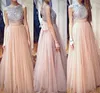 2022 Fashion Nude Tulle Sliver Cristal Crew Prom Vestidos Uma Linha Backless Ruched Bows Aberto Voltar Vestidos Formal Vestidos Personalizados