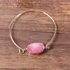 Moda druzy drusy pulsera chapado en oro oval Irregular imitar pulsera de piedra natural brazalete para mujer joyería